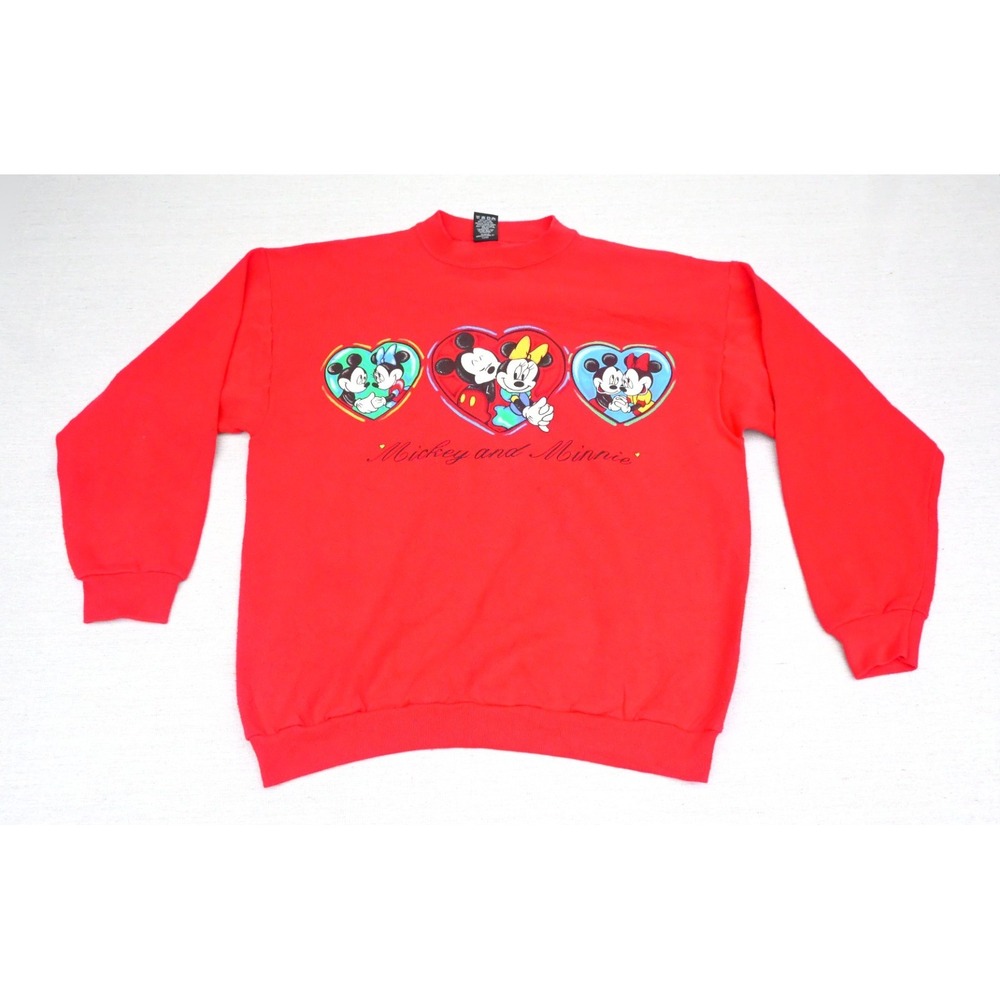 Vintage 90s Disney Mickey Unlimited Unisex L Red Sweatshirt Minnie Mouse USA
